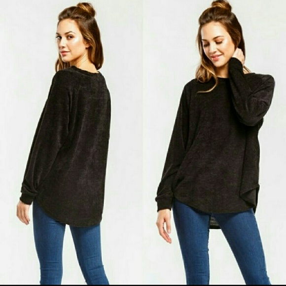 SALE LAST 1! Medium Super soft black chenille top - Picture 2 of 5